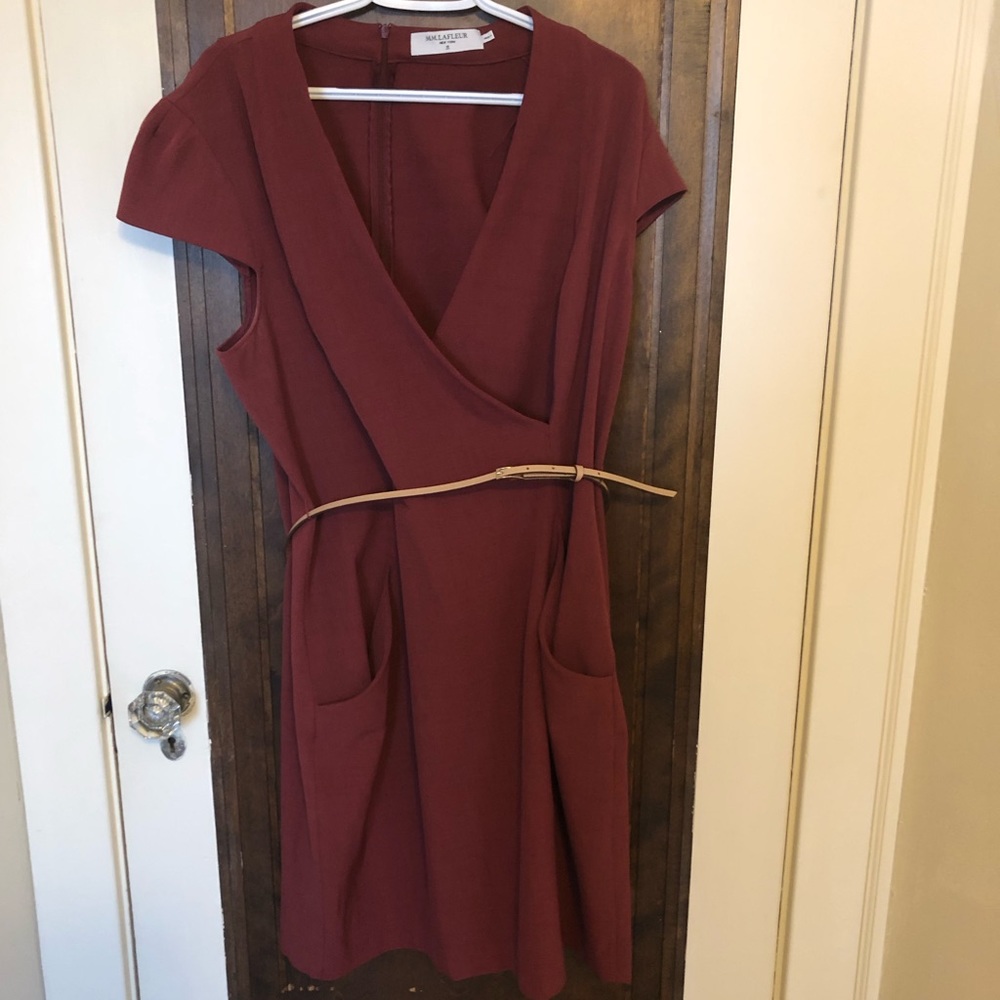 M.M. LaFleur “The Felisa” cap sleeve dress in brick red. Size 16.